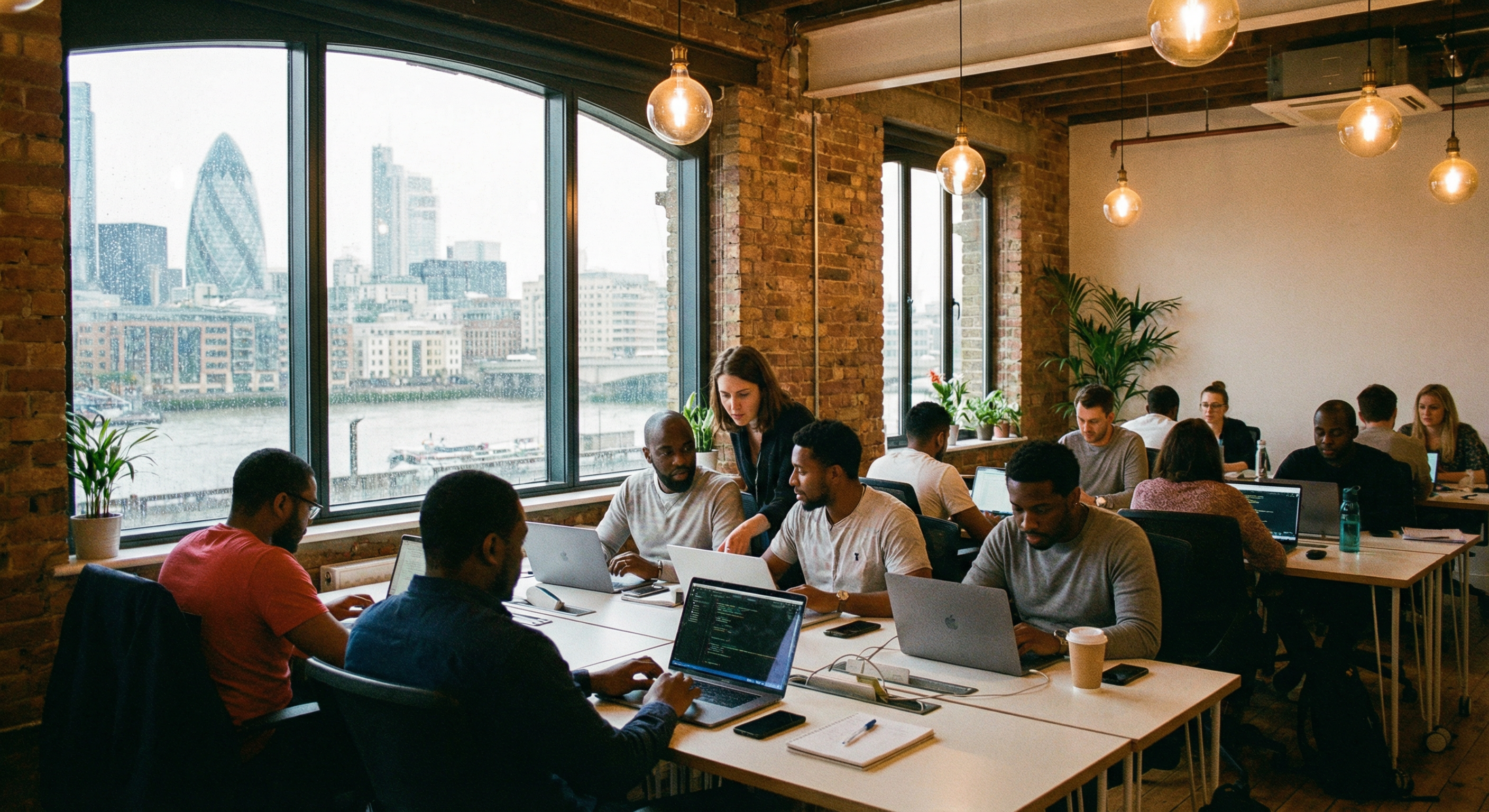 Students collaborating in a London classroom