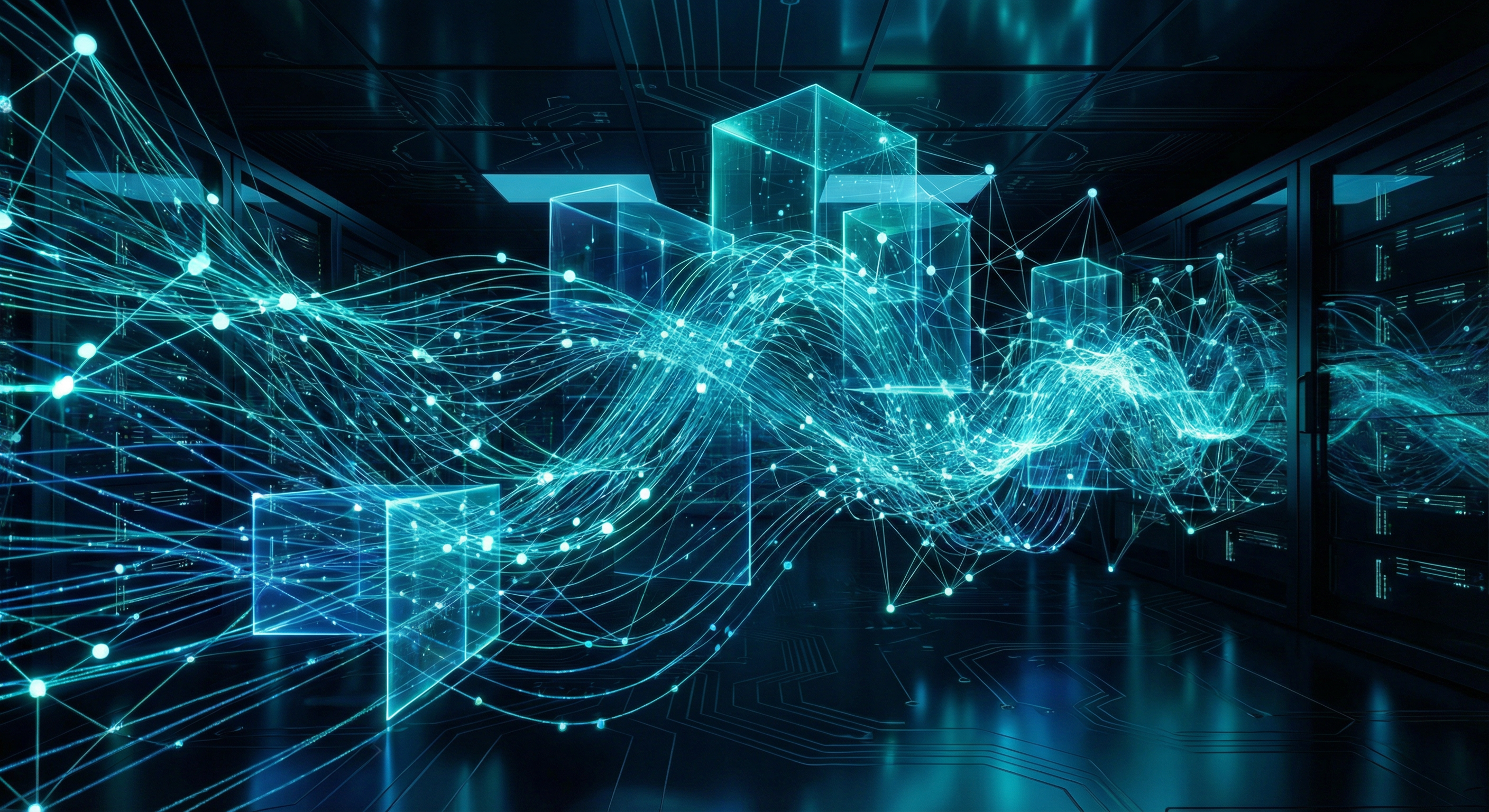 Futuristic AI and data visualization